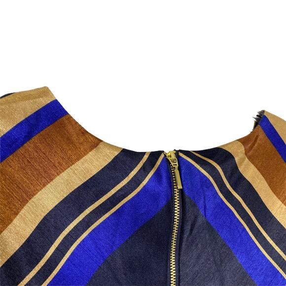 DB Women's Dress Fit & Flare Navy And Gold Sleeveless V-Neck Midi Back Zip 8 - Picture 5 of 6